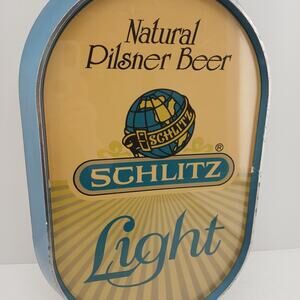 Vintage Schlitz Light Beer Lighted Sign Natural Pilsner Bar Wall Lamp Man Cave